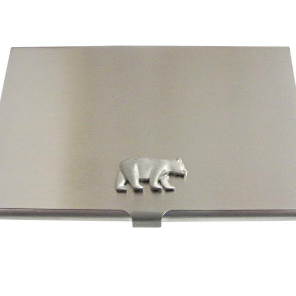Wall Street Bull and Bear Business Card Holder - Plated  Matte Bear Business Card Holder